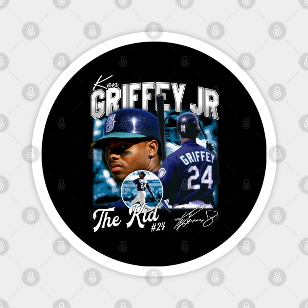 Ken Griffey Jr The Kid Basketball Legend Signature Vintage Retro 80s 90s Bootleg Rap Style Magnet by CarDE